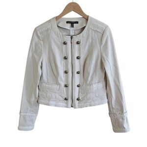 White House Black Market Military Style Cream Texture Stitch Jacket. Size 10